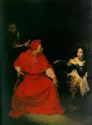 Paul Delaroche Joan of Arc is interrogated by The Cardinal of Winchester in her prison. oil on canvas